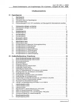 Audi 100 4A (90-97) Diesel Einspritz- Vorglühanlage 90 PS Reparaturanleitung PDF