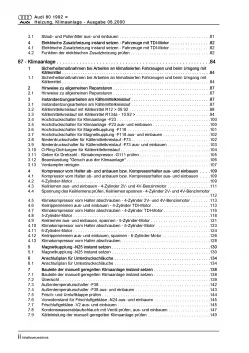 Audi 80 Typ 8C 1991-1995 Heizung Belüftung Klimaanlage Reparaturanleitung