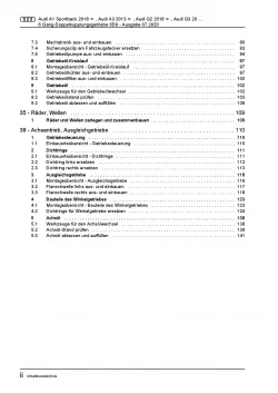 Audi A3 8V 2012-2020 6 Gang Automatikgetriebe DSG DKG 0D9 Reparaturanleitung PDF