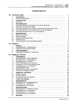 Audi A3 8V 2012-2020 6 Gang Automatikgetriebe DSG DKG 0DD Reparaturanleitung PDF