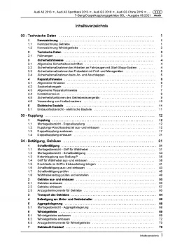 Audi A3 8V 2012-2020 7 Gang Automatikgetriebe DSG DKG 0DL Reparaturanleitung PDF