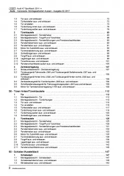 Audi A7 Typ 4G 2010-2018 Karosserie Montagearbeiten Außen Reparaturanleitung