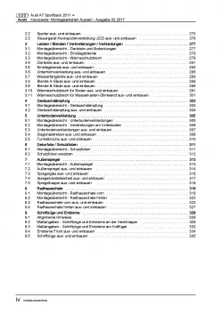 Audi A7 Typ 4G 2010-2018 Karosserie Montagearbeiten Außen Reparaturanleitung PDF