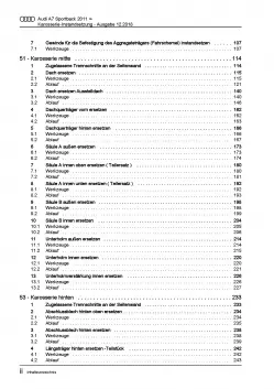 Audi A7 Typ 4G 2010-2018 Karosserie Unfall Instandsetzung Reparaturanleitung