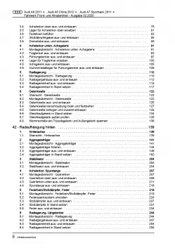 Audi A7 Typ 4G 2010-2018 Fahrwerk Achsen Lenkung FWD AWD Reparaturanleitung