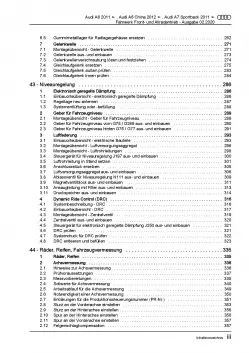 Audi A7 4G 2010-2018 Fahrwerk Achsen Lenkung FWD AWD Reparaturanleitung PDF