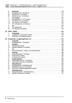 Audi A7 4G 2010-2018 7 Gang Doppelkupplungsgetriebe 0B5 Reparaturanleitung PDF