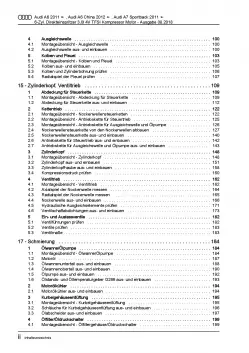 Audi A7 4G 2010-2018 6-Zyl. 3,0l Benzinmotor 299-310 PS Reparaturanleitung PDF