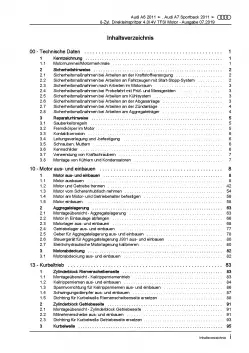 Audi A7 4G 2010-2018 8-Zyl. 4,0l Benzinmotor 420-560 PS Reparaturanleitung PDF