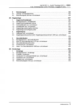 Audi A7 4G 2010-2018 8-Zyl. 4,0l Benzinmotor 420-560 PS Reparaturanleitung PDF