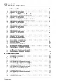 Audi A8 Typ 4D 1994-2002 Bremsanlagen Bremsen System Reparaturanleitung PDF