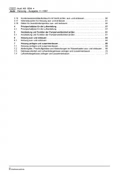 Audi A8 Typ 4D 1994-2002 Heizung mit Eigendiagnose Reparaturanleitung