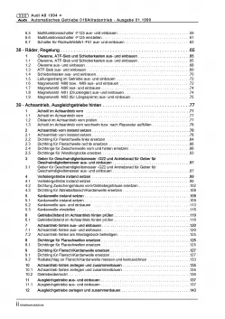 Audi A8 Typ 4D 1994-2002 4 Gang Automatikgetriebe 018 Reparaturanleitung