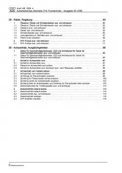 Audi A8 Typ 4D 1994-2002 4 Gang Automatikgetriebe 01K FWD Reparaturanleitung