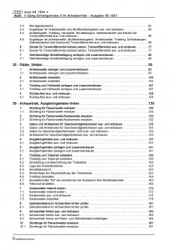 Audi A8 4D 1994-2002 5 Gang Schaltgetriebe 01A Kupplung Reparaturanleitung PDF