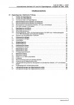 Audi A8 4D 1994-2002 Eigendiagnose Automatikgetriebe 01F 01K Reparaturanleitung