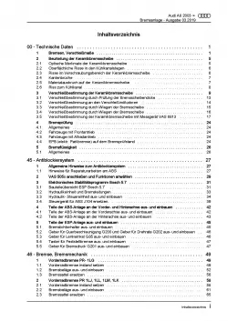 Audi A8 Typ 4E 2002-2010 Bremsanlagen Bremsen System Reparaturanleitung PDF