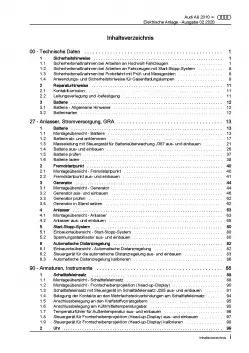 Audi A8 Typ 4H 2010-2017 Elektrische Anlage Elektrik Systeme Reparaturanleitung