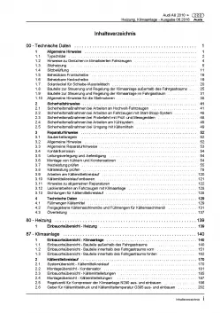 Audi A8 Typ 4H 2010-2017 Heizung Belüftung Klimaanlage Reparaturanleitung