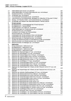 Audi A8 Typ 4H 2010-2017 Heizung Belüftung Klimaanlage Reparaturanleitung