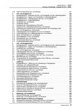 Audi A8 Typ 4H 2010-2017 Heizung Belüftung Klimaanlage Reparaturanleitung PDF