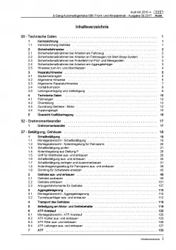 Audi A8 Typ 4H 2010-2017 8 Gang Automatikgetriebe 0BK FWD AWD Reparaturanleitung