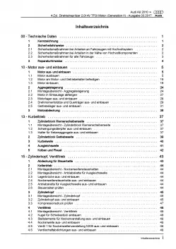 Audi A8 Typ 4H 2010-2017 4-Zyl. 2,0l Benzinmotor 211 PS Reparaturanleitung PDF