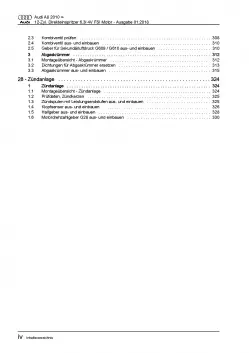 Audi A8 Typ 4H 2010-2017 12-Zyl. 6,3l Benzinmotor 500 PS Reparaturanleitung PDF