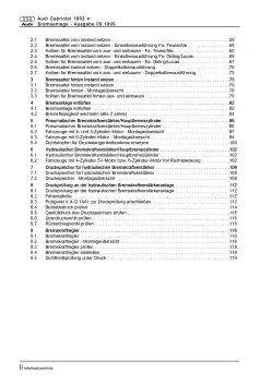 Audi Cabriolet 1991-2000 Bremsanlagen Bremsen System Reparaturanleitung