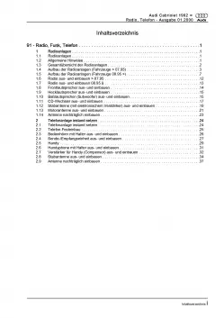 Audi Cabriolet 1991-2000 Radio Navigation Kommunikation Reparaturanleitung PDF