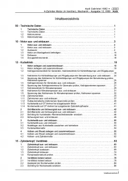 Audi Cabriolet 1991-2000 2,0l Benzinmotor 140 PS Mechanik Reparaturanleitung PDF