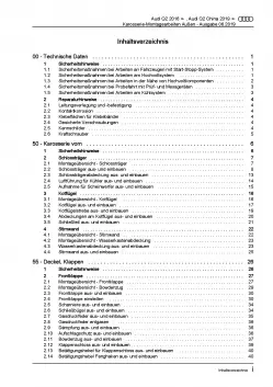 Audi Q2 Typ GA ab 2016 Karosserie Montagearbeiten Außen Reparaturanleitung PDF