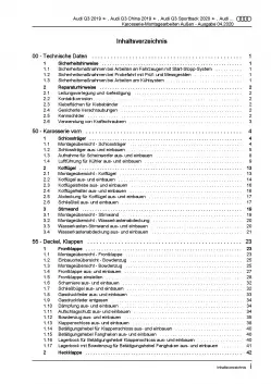 Audi Q3 Typ F3 ab 2019 Karosserie Montagearbeiten Außen Reparaturanleitung PDF