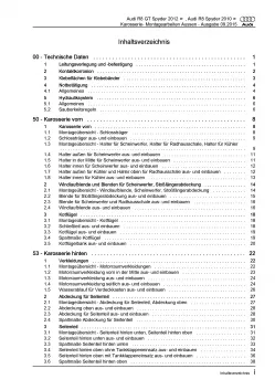 Audi R8 GT Spyder Typ 42 2010-2015 Karosserie Außen Reparaturanleitung
