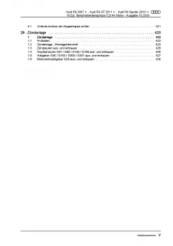 Audi R8 Typ 42 2006-2015 10-Zyl. 5,2l Benzinmotor 525-570 PS Reparaturanleitung