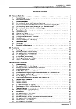 Audi R8 Typ 4S ab 2015 7 Gang Doppelkupplungsgetriebe 0BZ Reparaturanleitung PDF
