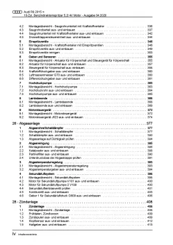 Audi R8 4S ab 2015 10-Zyl. 5,2l Benzinmotor 540-610 PS Reparaturanleitung PDF