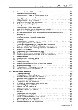 Audi TT Typ 8J 2006-2014 Karosserie Montagearbeiten Innen Reparaturanleitung PDF