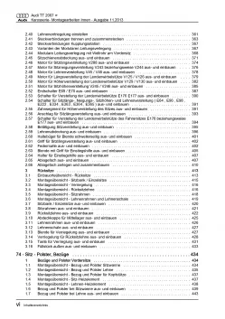 Audi TT Typ 8J 2006-2014 Karosserie Montagearbeiten Innen Reparaturanleitung