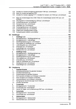 Audi TT Typ 8J 2006-2014 Karosserie Montagearbeiten Außen Reparaturanleitung