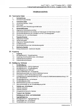 Audi TT 8J 2006-2014 7 Gang Automatikgetriebe DSG DKG 0BH Reparaturanleitung PDF