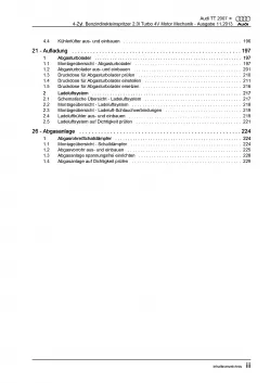 Audi TT 8J 2006-2014 4-Zyl. Benzinmotor 200 PS Mechanik Reparaturanleitung PDF