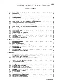 Audi TT 8J 2006-2014 Instandsetzung 160-211 PS Benzinmotor Reparaturanleitug