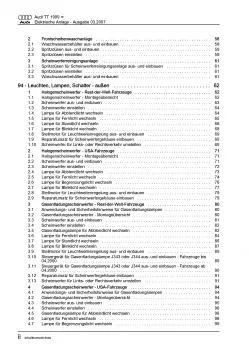 Audi TT Typ 8N 1998-2006 Elektrische Anlage Elektrik Systeme Reparaturanleitung