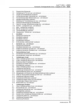 Audi TT Typ 8N 1998-2006 Karosserie Montagearbeiten Innen Reparaturanleitung PDF