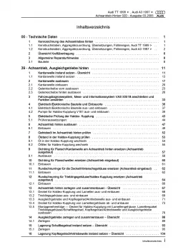 Audi TT Typ 8N 1998-2006 Kardanwelle Achsantrieb hinten Reparaturanleitung PDF