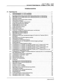 Audi TT Typ 8N 1998-2006 Eigendiagnose Karosserie Reparaturanleitung