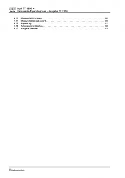 Audi TT Typ 8N 1998-2006 Eigendiagnose Karosserie Reparaturanleitung PDF