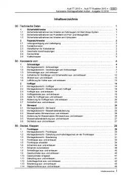 Audi TT 8S FV ab 2014 Karosserie Montagearbeiten Außen Reparaturanleitung PDF