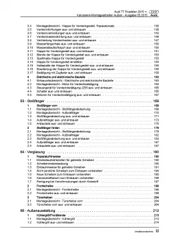 Audi TT Cabrio ab 2014 Karosserie Außen Montagearbeiten Reparaturanleitung PDF